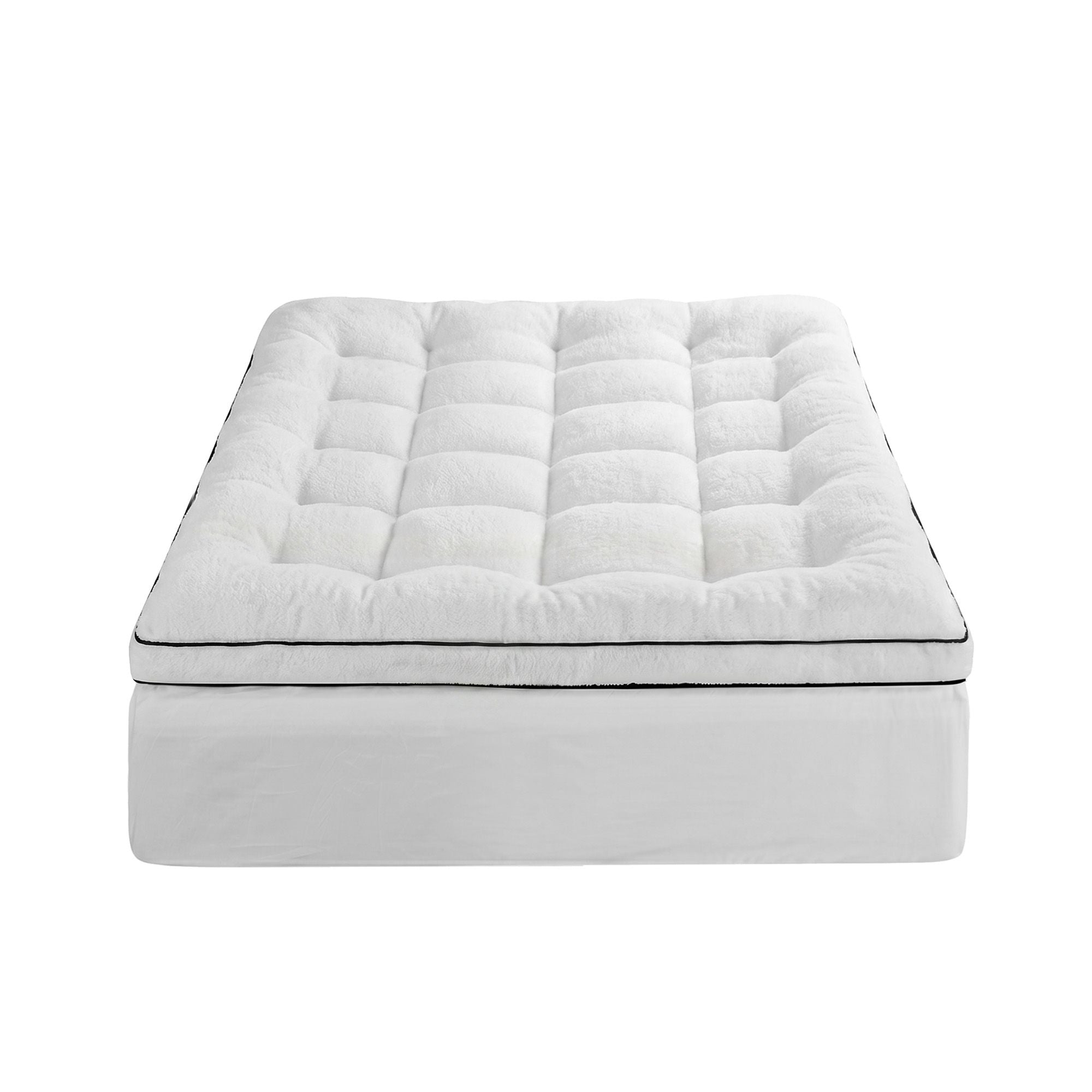 Single 5cm Mattress Topper with Coral Fleece Cover - White