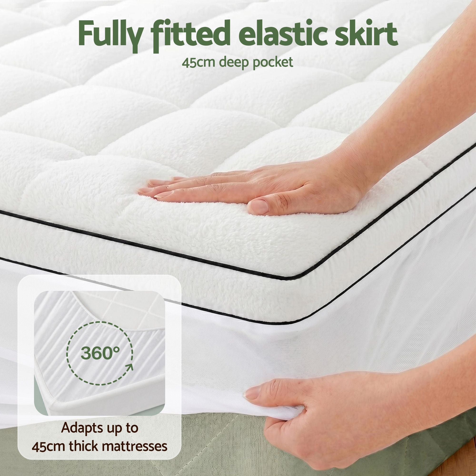 Single 5cm Mattress Topper with Coral Fleece Cover - White