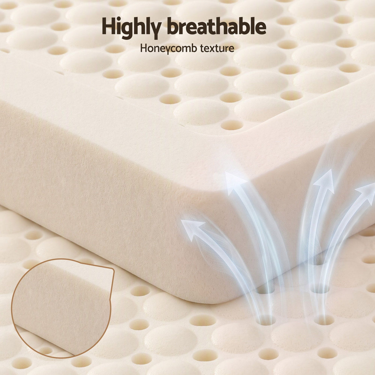 Queen 7-Zone Natural Latex Mattress Topper 5cm Breathable