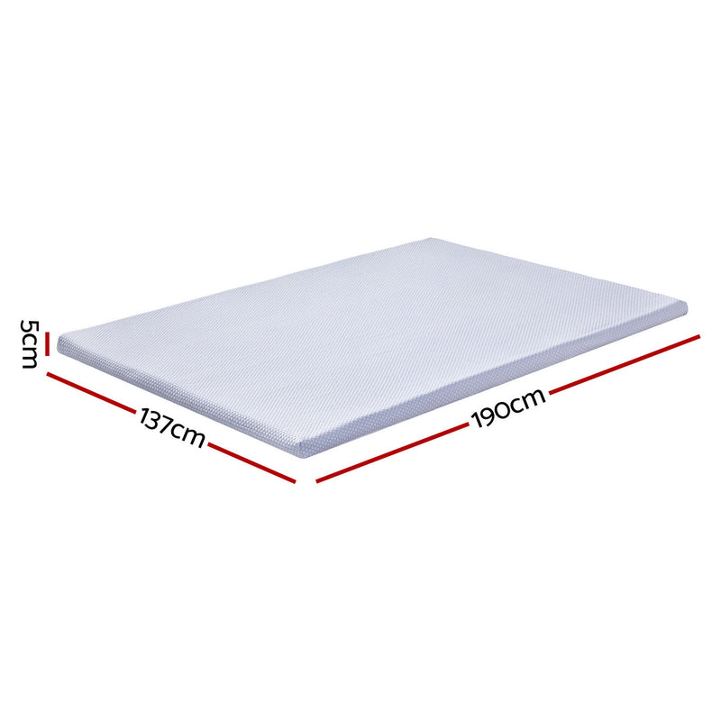 Latex Topper 100% Natural Latex Toppers 7-zone with Ice Silk Cool-touch Fabric Cooling Cover Double 5cm shown with dimensions