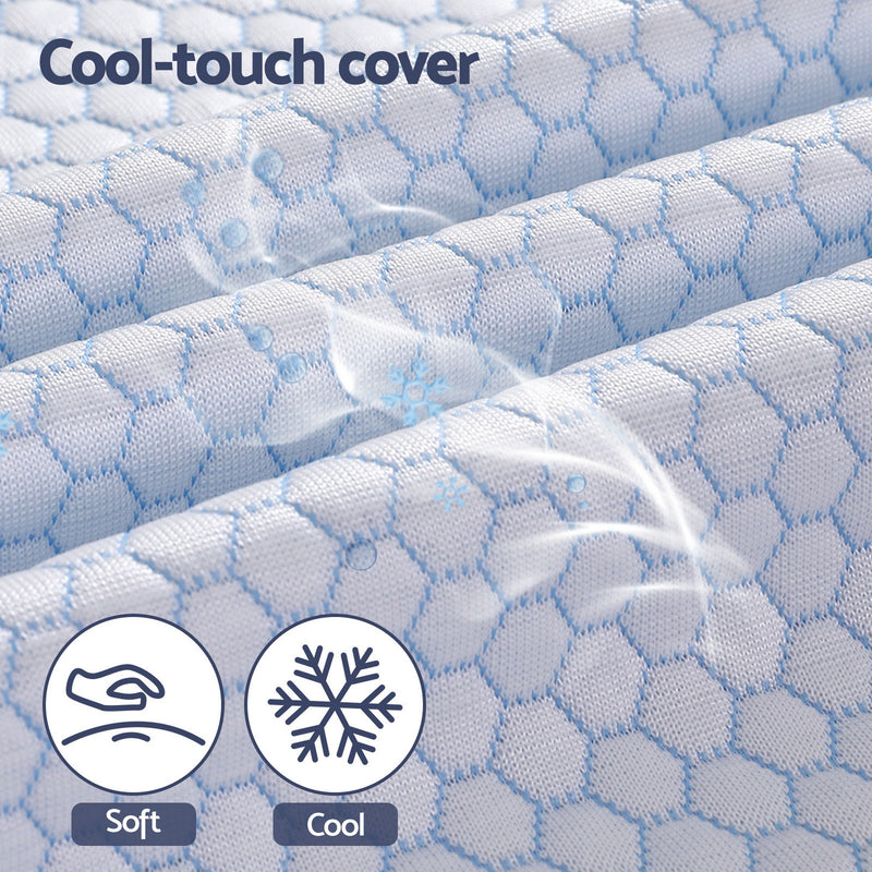 Latex Topper 100% Natural Latex Toppers 7-zone w/ Ice Silk Cool-touch Fabric Cooling Cover double mattress topper fabric close-up showing soft cool texture