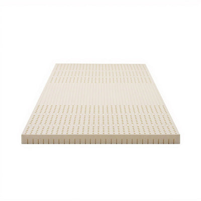 Latex Mattress Topper 7.5cm King Single made of natural latex with ventilation holes for breathable comfort on white background