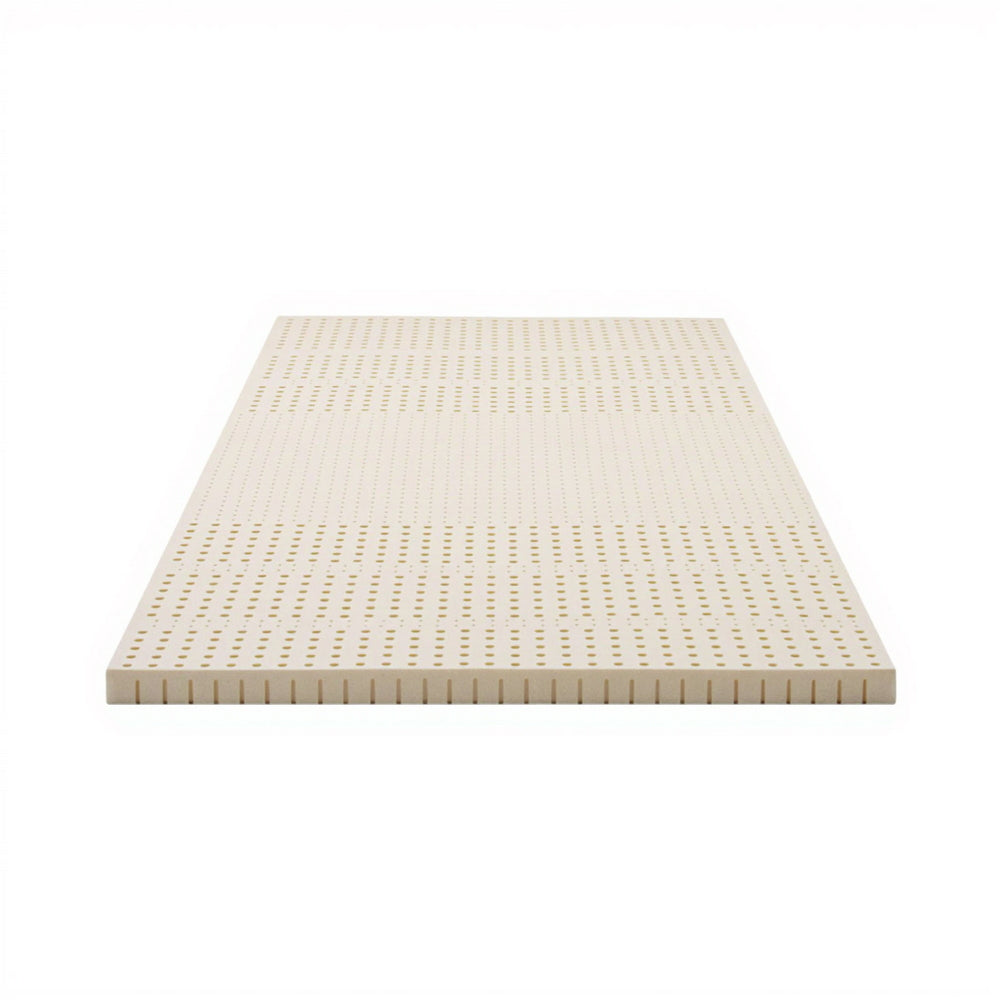 Latex Mattress Topper 5cm Single in natural latex with ventilation holes, designed for enhanced comfort and support.
