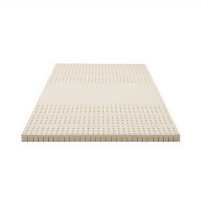 Latex Mattress Topper 5cm Single in natural latex with ventilation holes, designed for enhanced comfort and support.