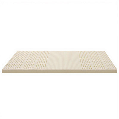 Latex Mattress Topper 7.5cm Single in natural beige with ventilation holes, designed for enhanced comfort and support on beds.