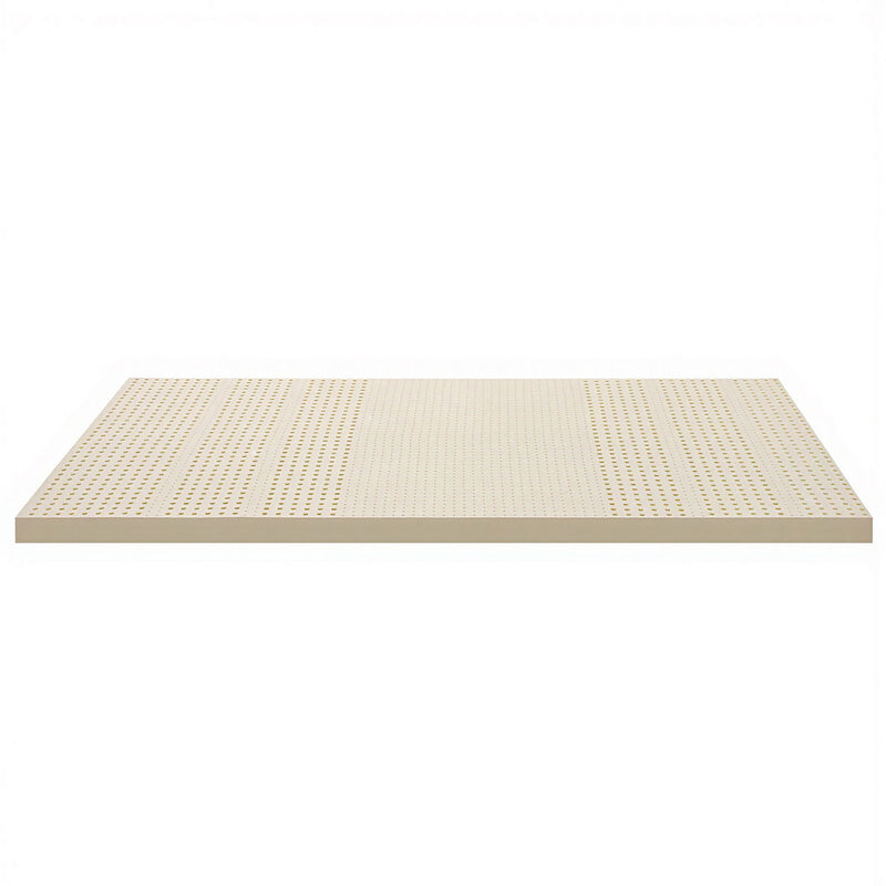 Latex Mattress Topper 7.5cm Single in natural beige with ventilation holes, designed for enhanced comfort and support on beds.