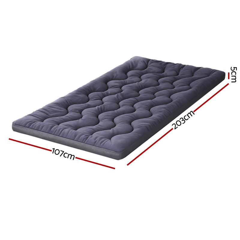 5cm Mattress Topper Pillowtop toppers Bamboo Charcoal King Single with 3D wave quilted pattern and breathable cover