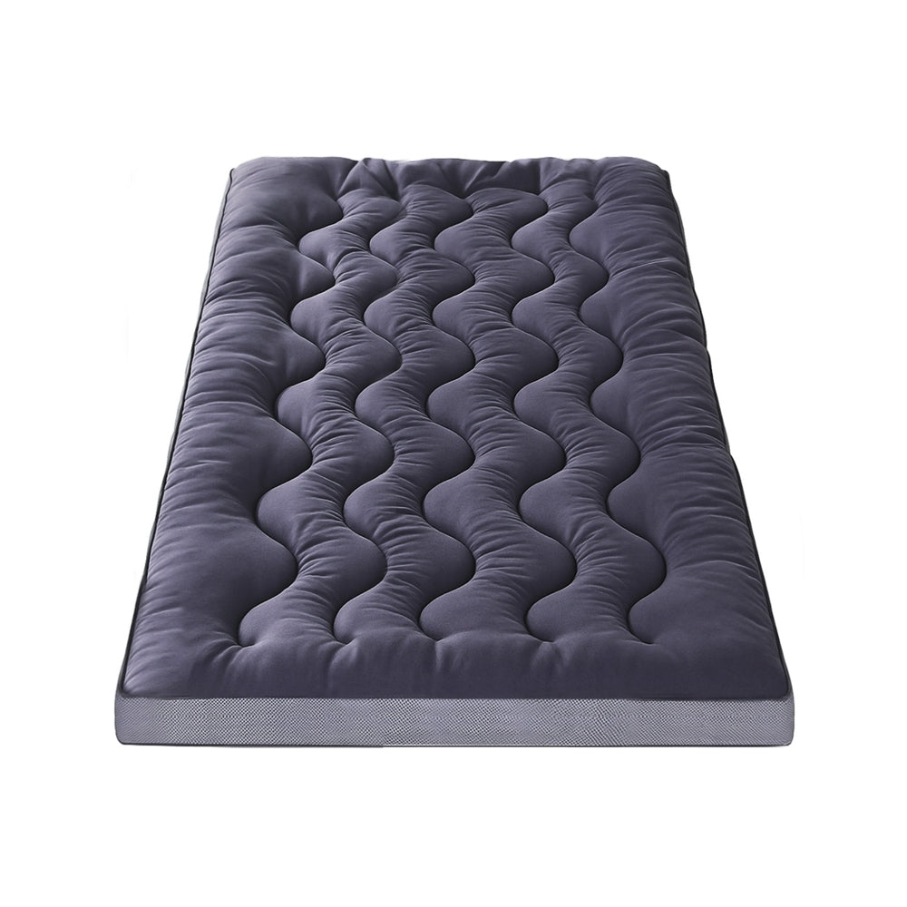 5cm Mattress Topper Pillowtop toppers Bamboo Charcoal King Single with 3D wave quilted design and breathable bamboo cover
