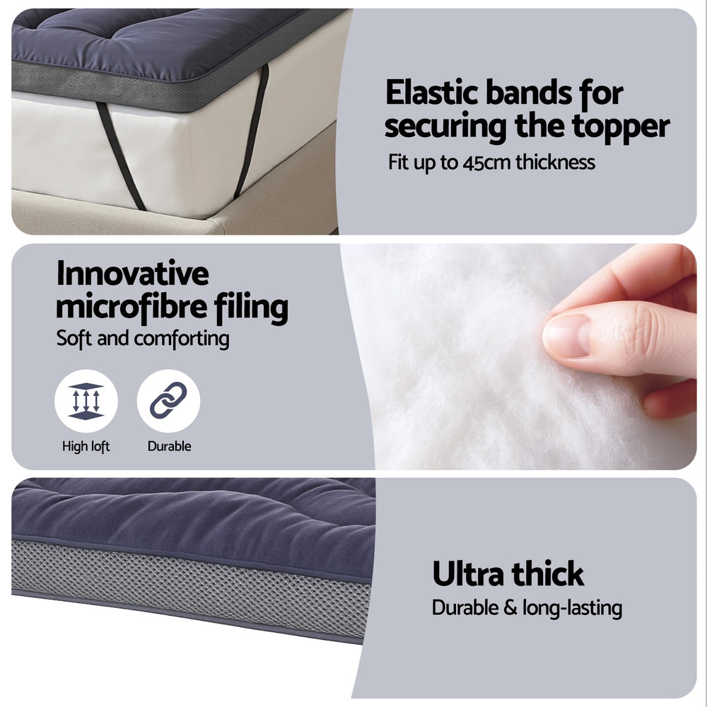 5cm Mattress Topper Pillowtop toppers Bamboo Charcoal King Single