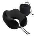Memory Foam Travel Pillow with Storage Bag - Black