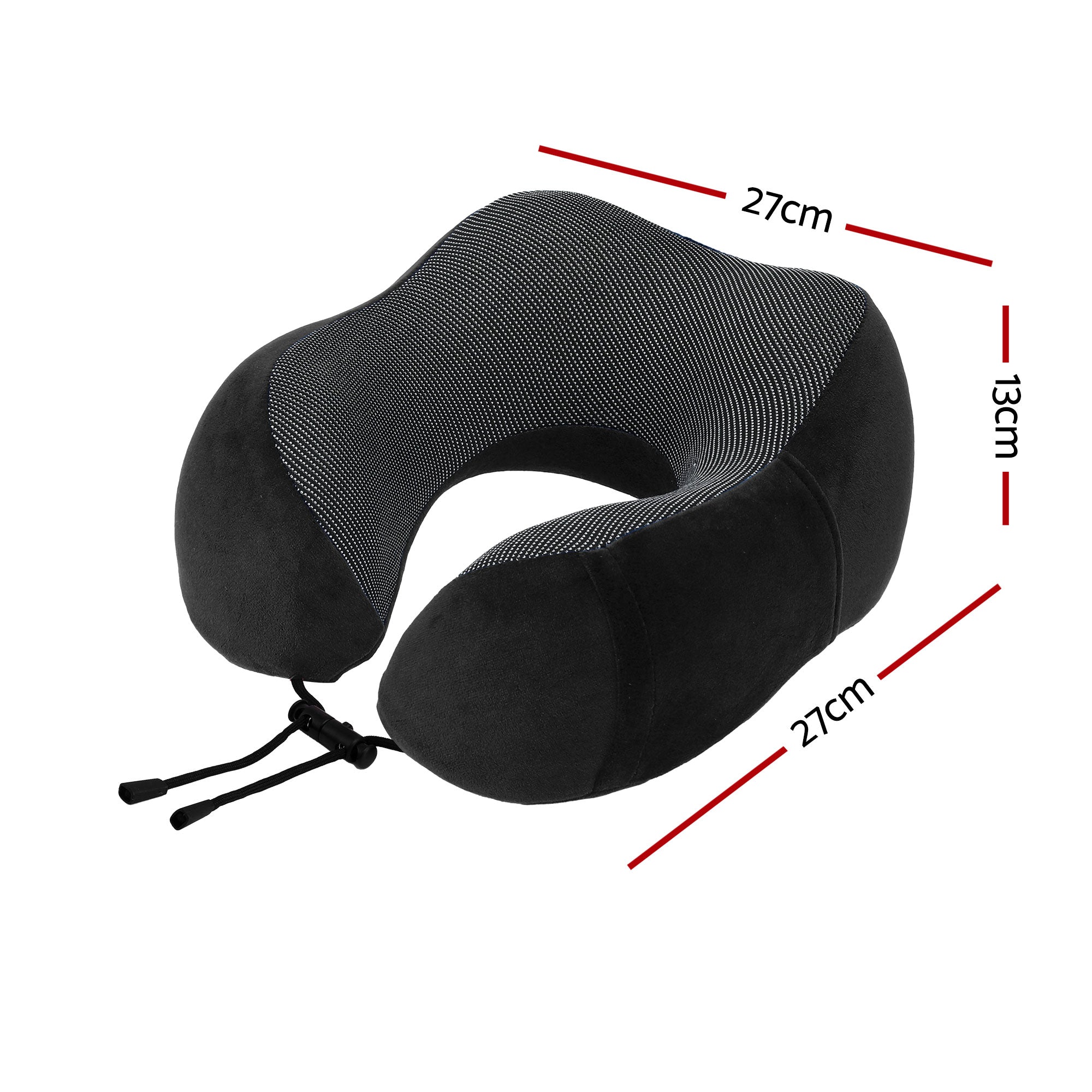 Memory Foam Travel Pillow with Storage Bag - Black