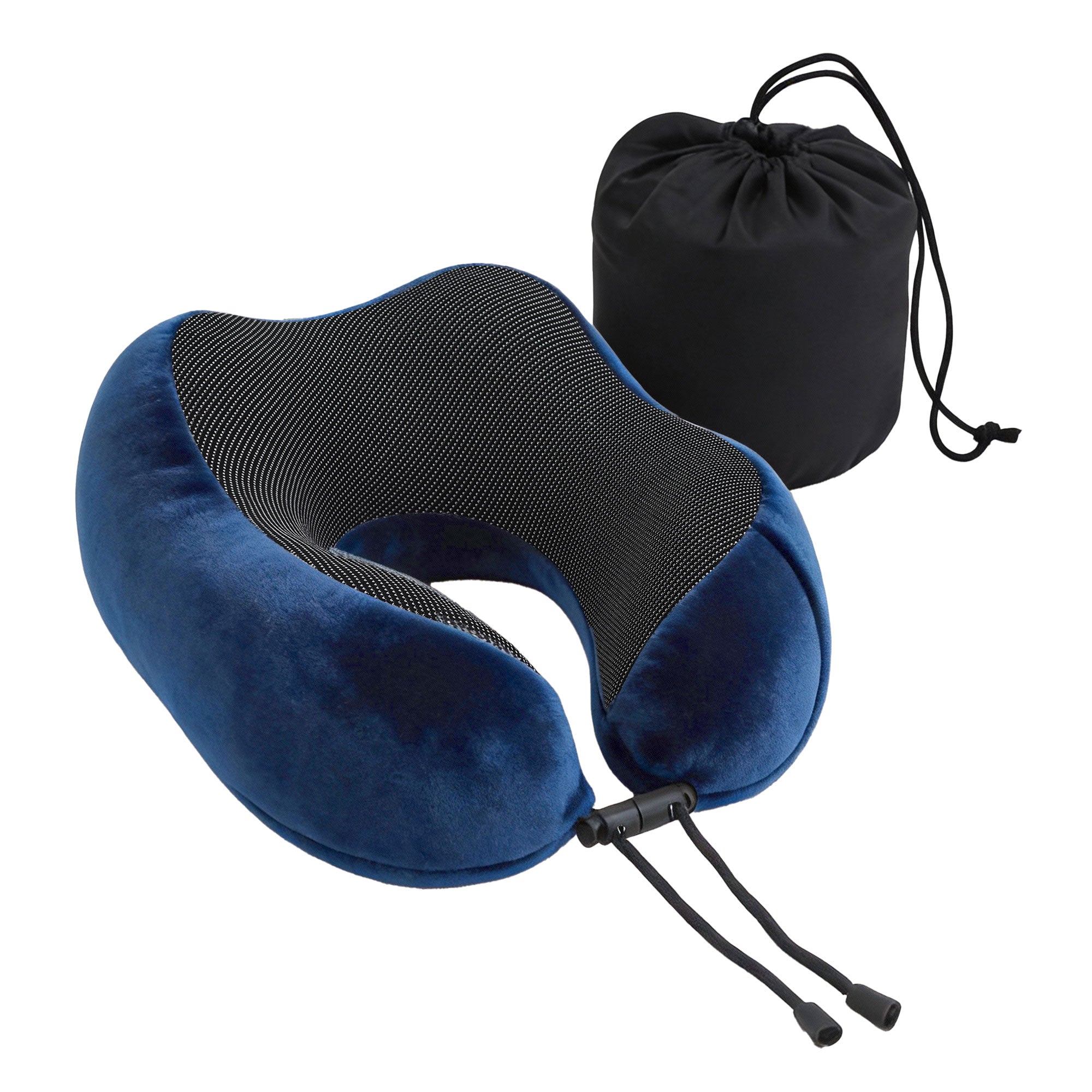 Memory Foam Travel Pillow with Storage Bag - Blue