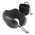 Memory Foam Travel Pillow with Storage Bag - Grey
