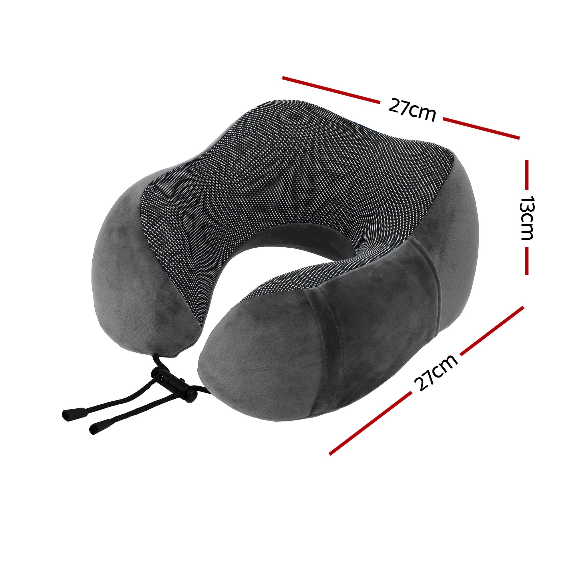 Memory Foam Travel Pillow with Storage Bag - Grey