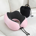 Memory Foam Travel Pillow with Storage Bag - Pink