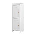 Slim 2-Tier Bathroom Storage Cabinet with Adjustable Shelves - White