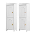 2-Tier Slim Bathroom Storage Cabinet Set with Adjustable Shelves - White