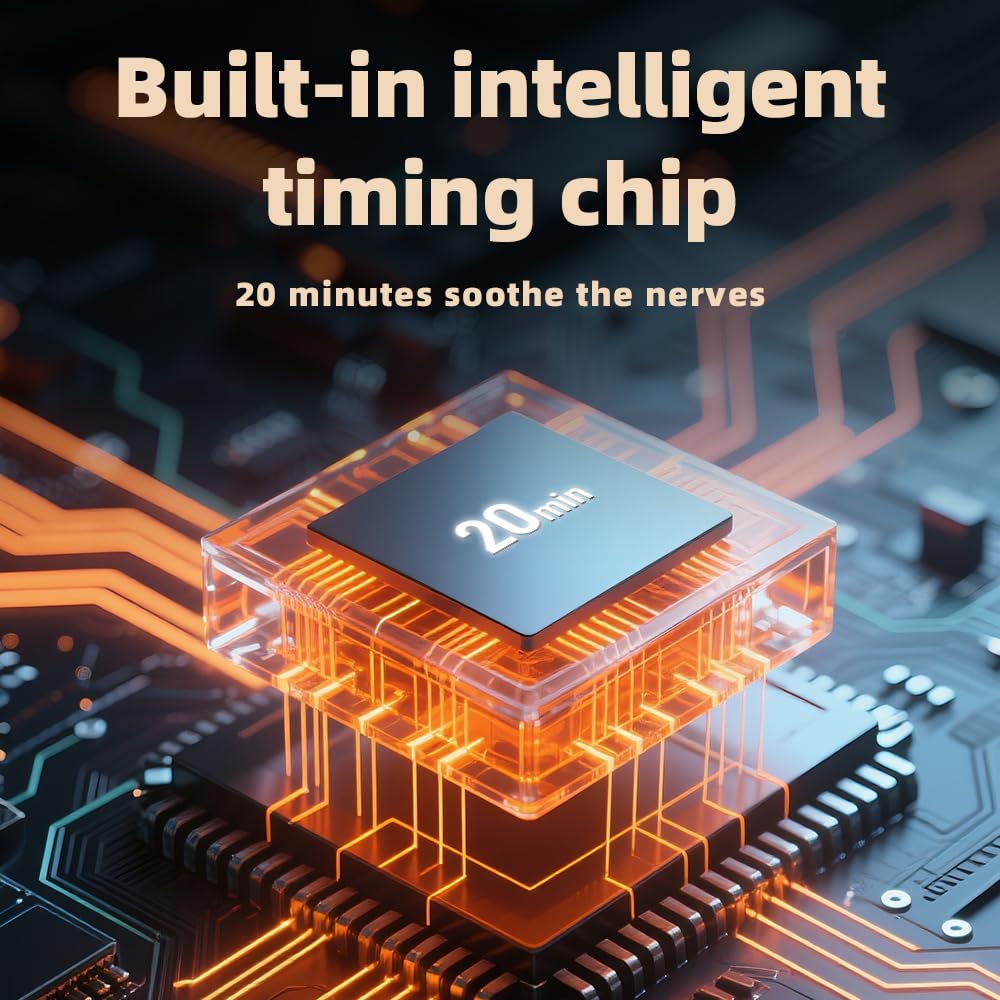 Visual representation of built-in intelligent timing chip with 20-minute setting for White Handheld Sleep Aid Device: Smart Relaxation Tool with Dual Modes & LED Display – Portable Stress Relief for Adults & Seniors