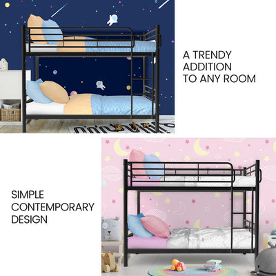 2-in-1 King Single Metal Bunk Bed Frame - Dark Matte Grey