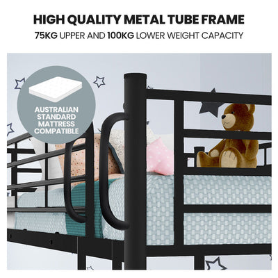 2-in-1 King Single Metal Bunk Bed Frame - Dark Matte Grey