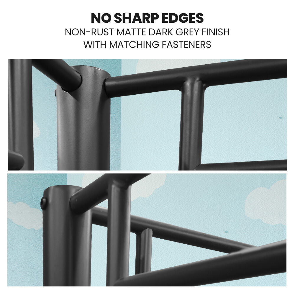 2-in-1 King Single Metal Bunk Bed Frame - Dark Matte Grey
