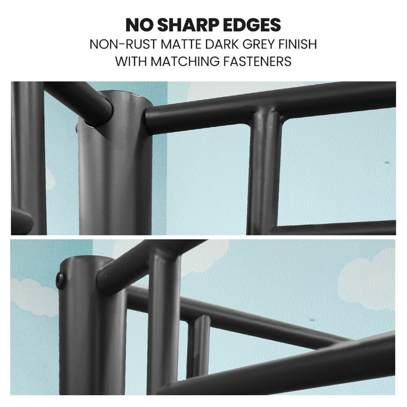 2-in-1 King Single Metal Bunk Bed Frame - Dark Matte Grey-4