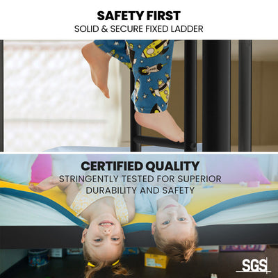 2-in-1 King Single Metal Bunk Bed Frame - Dark Matte Grey