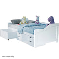 Wooden Single Sofa Bed Frame with Storage Drawers - White