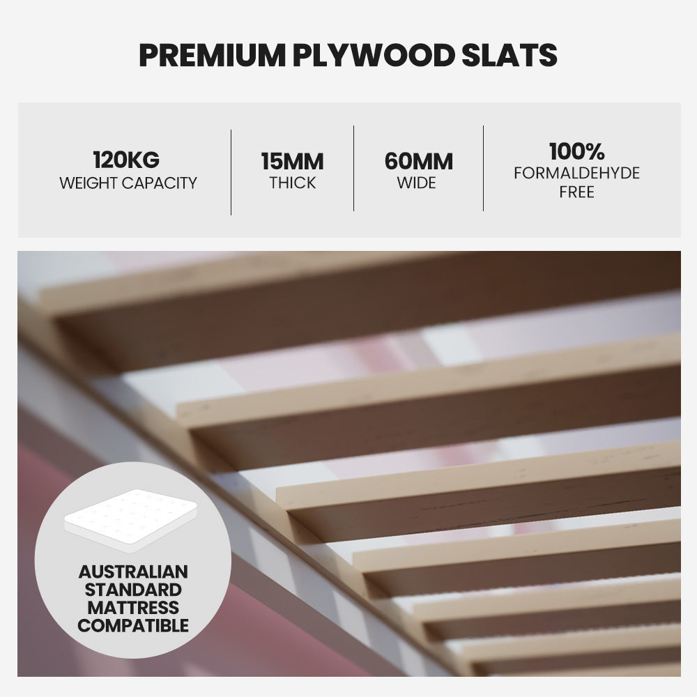 Wooden Single Sofa Bed Frame with Storage Drawers - White