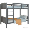 Single Bunk Bed Frame, Solid Pine 2-in-1 Modular Design Convert to 2 Single Beds, Grey