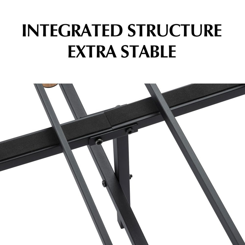 Close-up of integrated metal structure for extra stability on Queen Metal Bed Frame Mattress Foundation - Dark Grey
