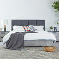 Cooper Queen Bed Frame with Linear Headboard - Cement Finish