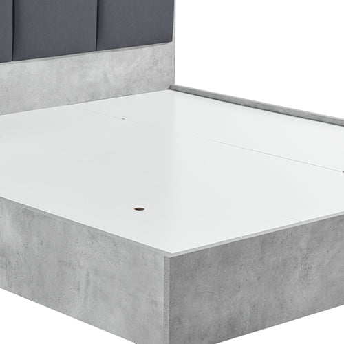Cooper Queen Bed Frame with Linear Headboard - Cement Finish in gray cement texture for bedroom furniture by Bedzy