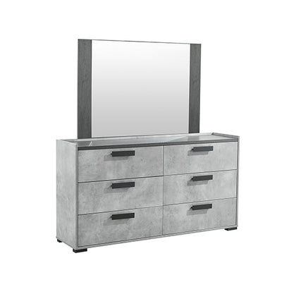 Tallboy with 5 Storage Drawers MDF Combination of Black & Cement Colour dresser with mirror, modern bedroom furniture by Bedzy