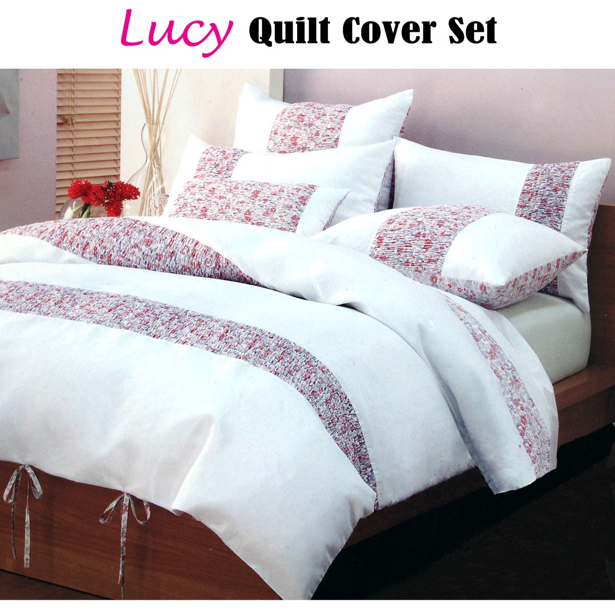 Lucy Pink Quilt Cover Set Queen-2