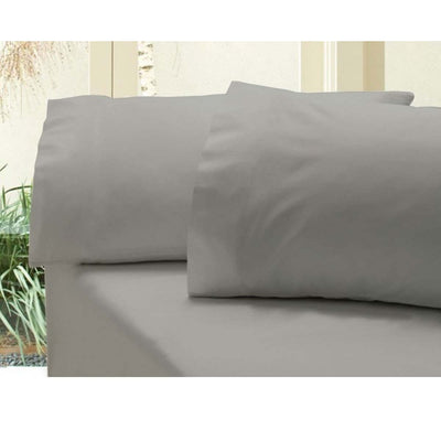 Revive 400TC Cotton Sateen Combo Set Double Grey fitted sheet and pillowcases in soft grey for bedroom bedding by Bedzy