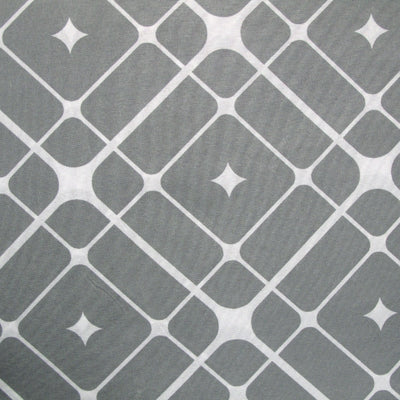 Close-up of geometric star pattern in grey and white on Artex Grey Stars Quilt Cover Set Queen fabric.