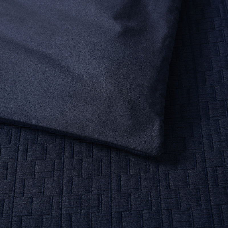 Close-up of Bianca Burleigh Ink Jacquard Quilt Cover Set Super King showing textured jacquard design and smooth fabric in ink color