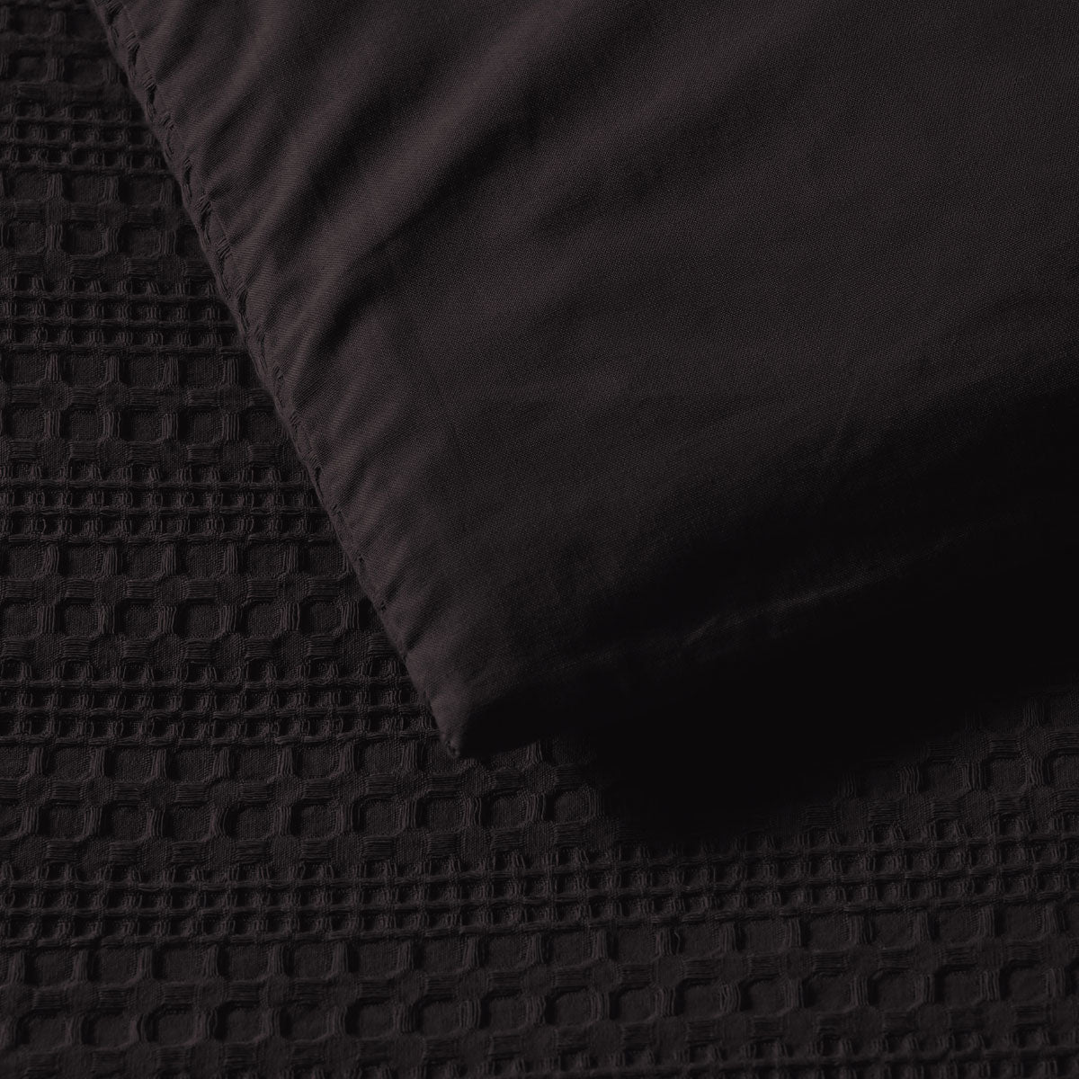 Bianca Kahlani Chocolate Waffle Quilt Cover Set Queen featuring textured waffle fabric and smooth chocolate cotton quilt cover detail