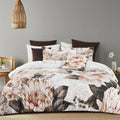 Bianca Somerset White Cotton Sateen Floral Quilt Cover Set Double