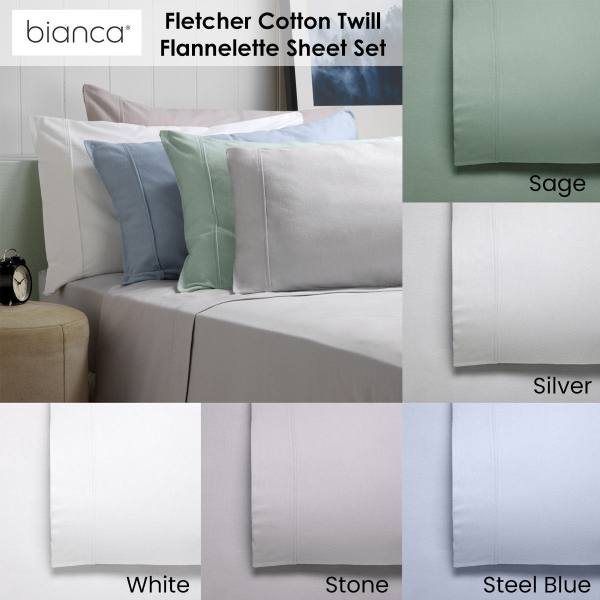 Flannelette Cotton Sheet Set Sage King