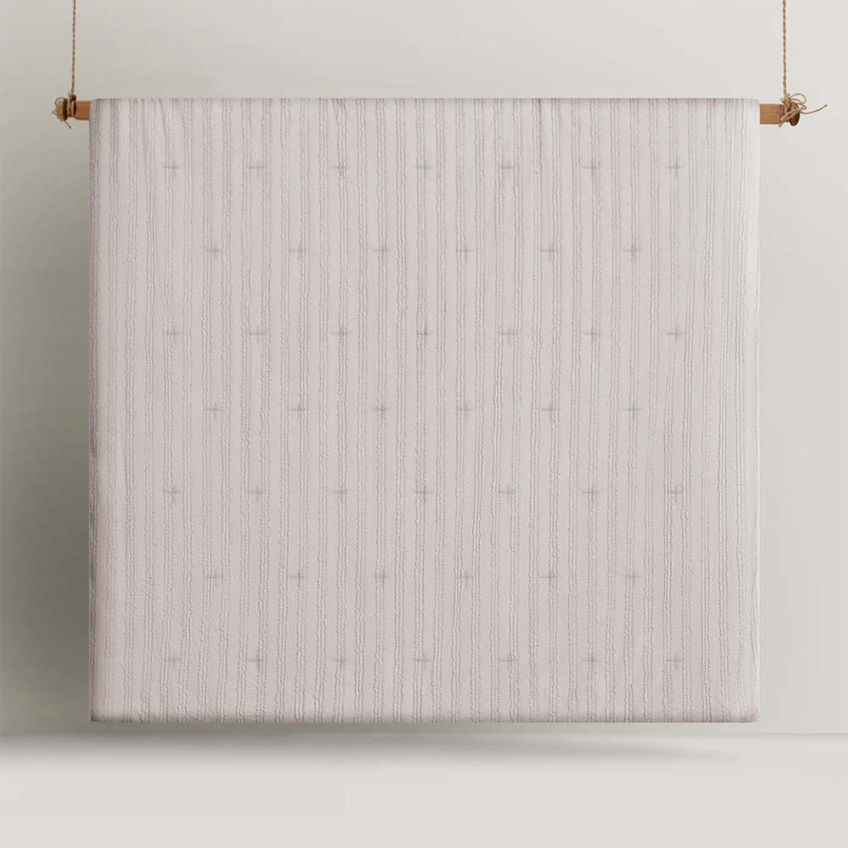 Vintage Design Homewares Reflections Natural 3 Piece Comforter Set Queen showing soft textured design in neutral tones hanging on display