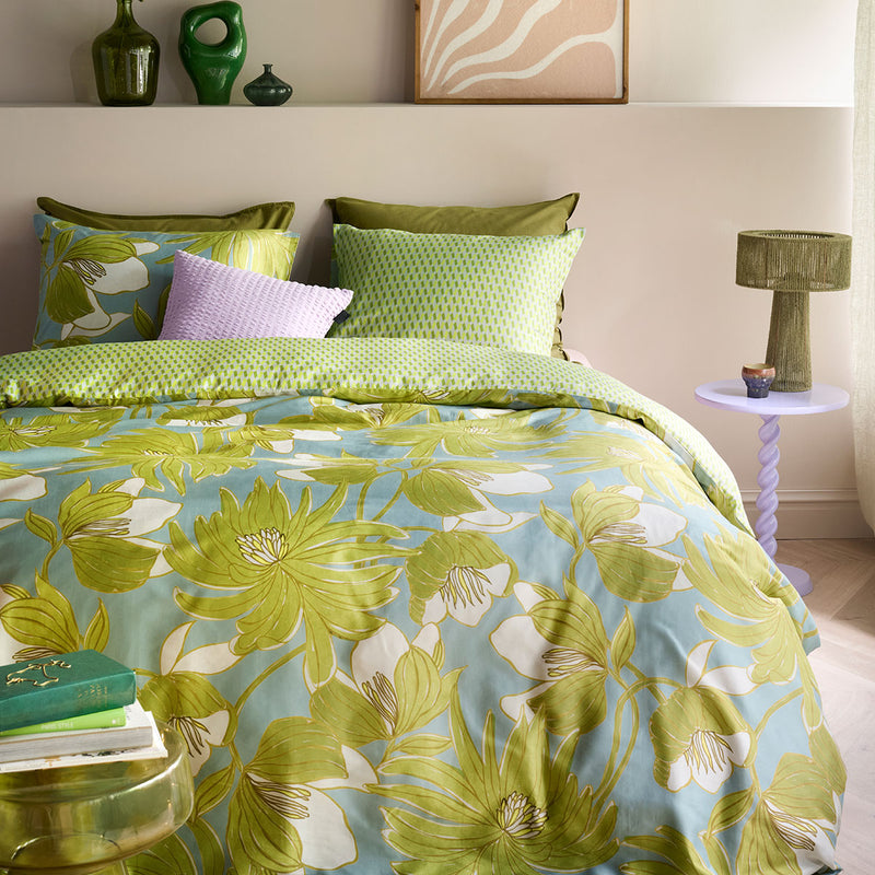 Oilily Melodi Green Cotton Floral Quilt Cover Set King-1