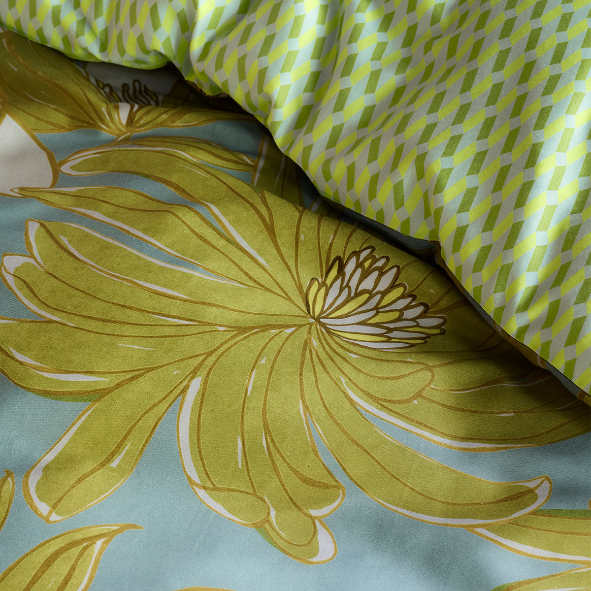 Oilily Melodi Green Cotton Floral Quilt Cover Set King