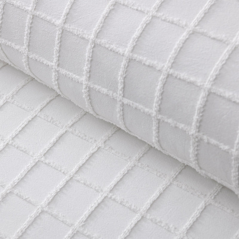 Vintage Design Homewares Parquet White Cotton Quilt Cover Set Queen with textured white grid pattern for bedroom bedding.