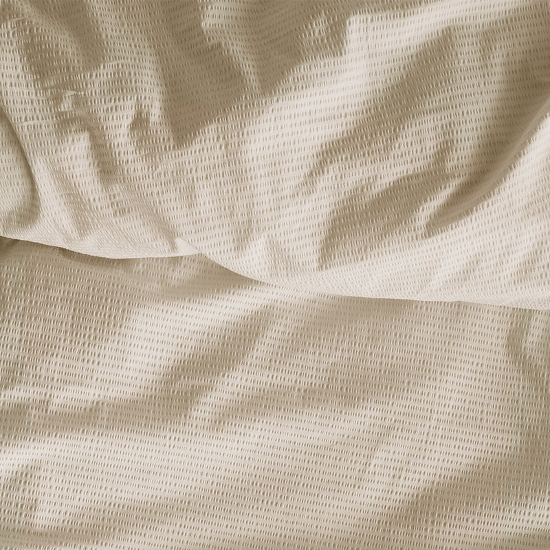 Bedding House Summer Sand Seersucker Cotton Quilt Cover Set King in textured sand color with subtle seersucker pattern