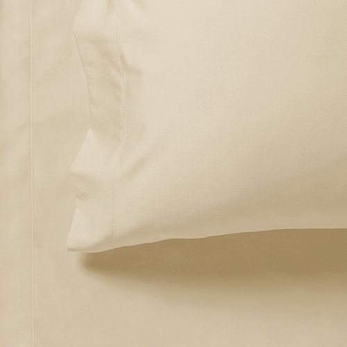 1000TC Ultra Soft Double Size Bed Yellow Cream Flat & Fitted Sheet Set showing pillowcase and flat sheet detail