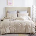 Tufted Boho Striped Embroidery Quilt/Doona/Duvet Cover Set - Super King Size