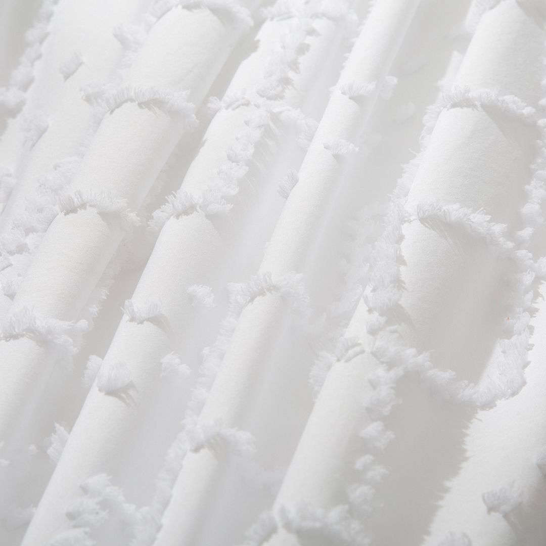 Close-up of the textured tufted pattern on the Tufted Boho Embroidery Quilt/Doona/Duvet Cover Set - White - Super King Size
