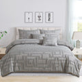 Tufted Jacquard Quilt/Doona/Duvet Cover Set - Grey - Super King Size